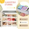 Kids Toy Storage Organizer with 14 Bins, Multi-functional Nursery Organizer Kids Furniture Set Toy Storage Cabinet Unit with HDPE Shelf and Bins for P