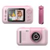 Kids Digital Camera with Flip Lens Children Video Camcorder Christmas Toy Birthday Gifts with Tripod 2.4in Screen 32G MMC Card for 3-10 Year Old Boys